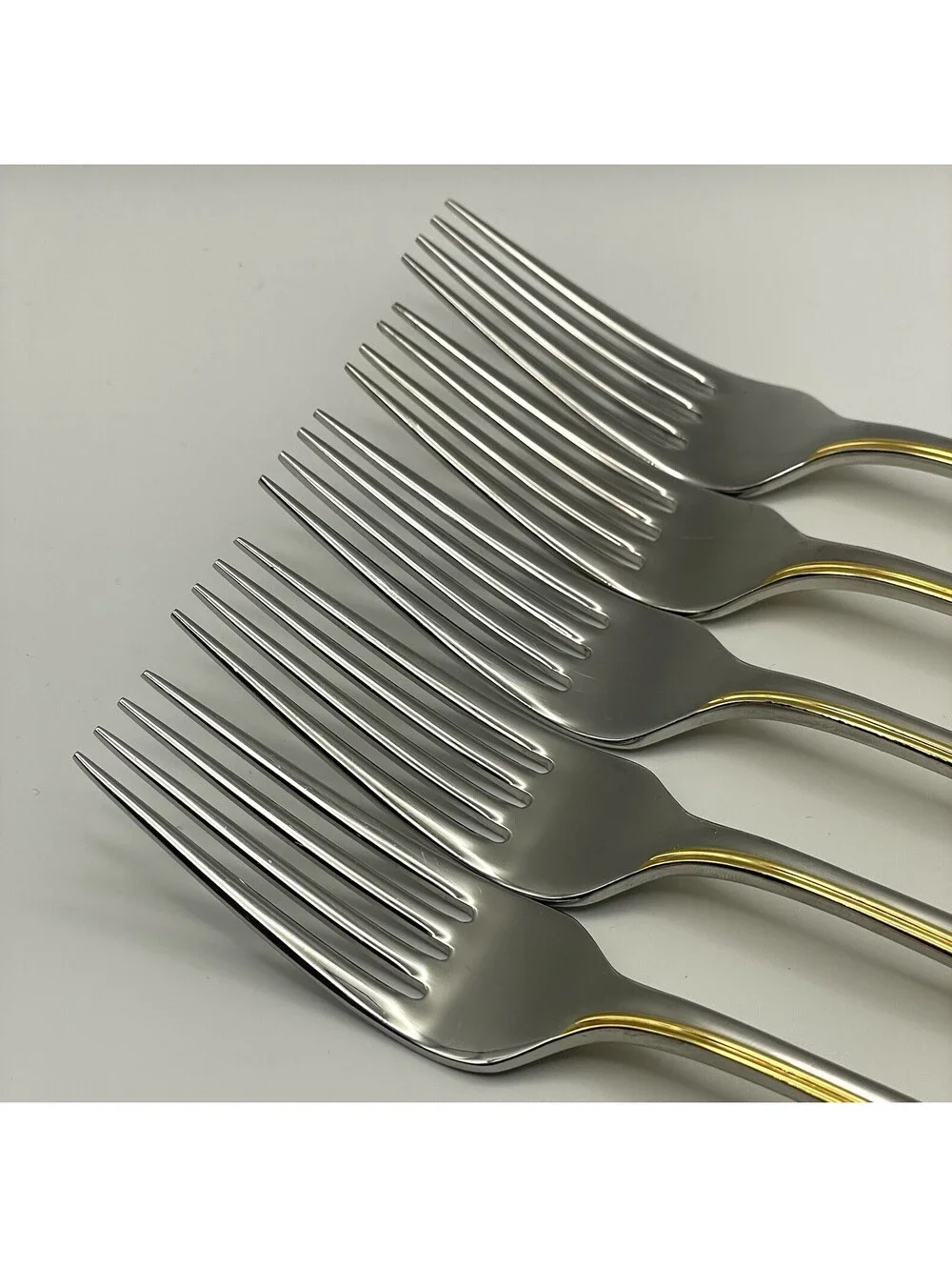 (5) Gorham GOLDEN SWIRL 18/8 Stainless Japan Dinner Fork Lot ~ 7 7/8”